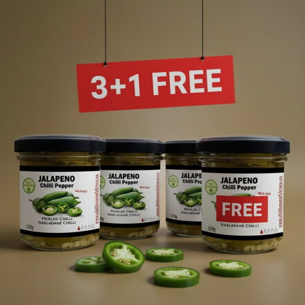 Aktion 3+1 GRATIS eingelegte grüne Jalapenos, in Scheiben geschnitten 110g