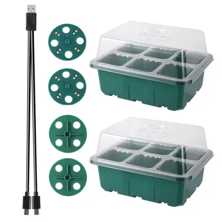 GROW BOX (2x6) mit 2x LED-Beleuchtung, 2x 6er Box + 20 Chilisamen